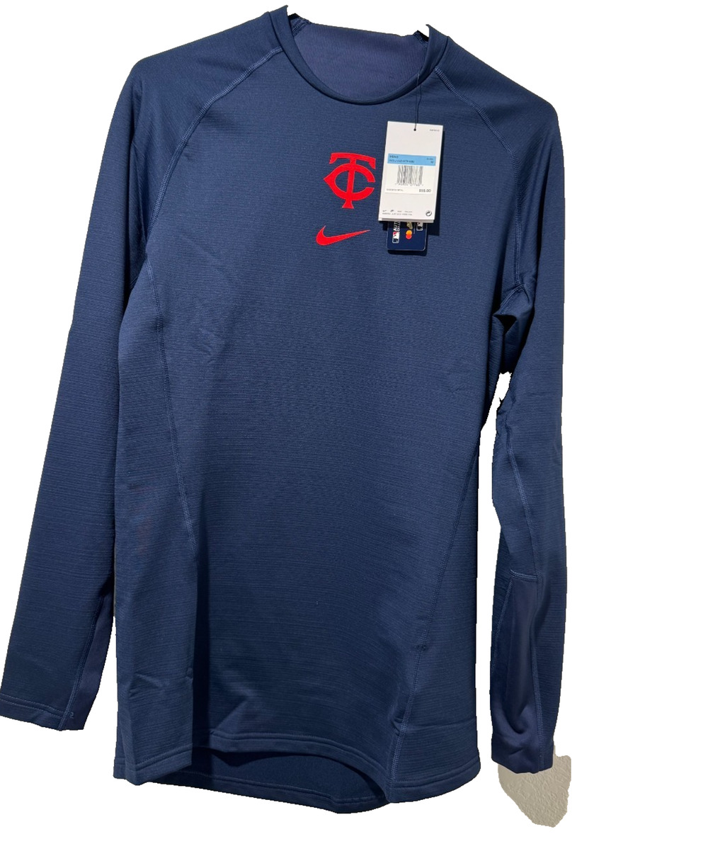 NWT Minnesota Twins Shirt Mens M Blue Nike Dri Fit Long Sleeve MLB Baseball